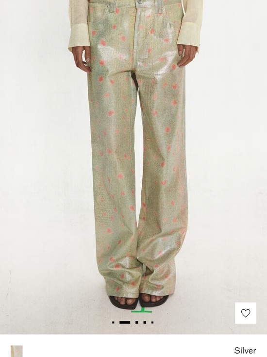 Eckhaus Latta Pants - Mango Eckhaus Latta Straight Jeans Foil Polka Dot Silver Pink 40